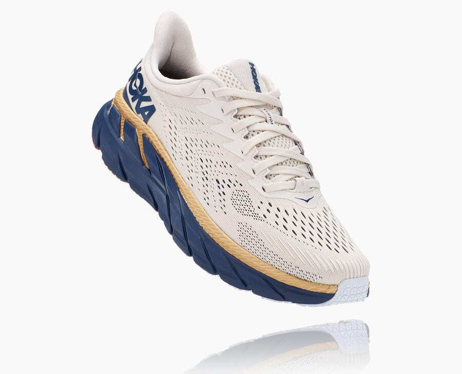 Hoka One One Clifton 7 Löparskor Dam - Vita/Blå - BOILU-5026